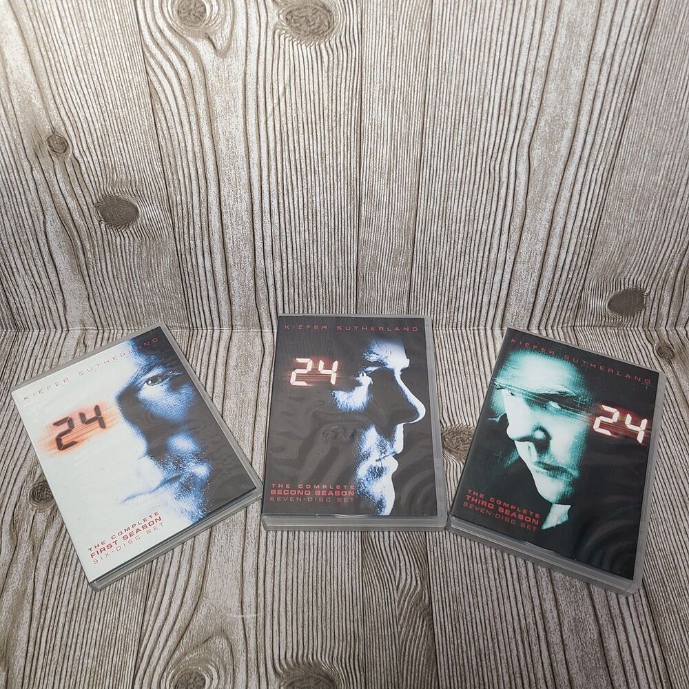 24 TV Show Seasons 1, 2, and 3 Complete DVD Boxed Sets Kiefer Sutherland 1-3